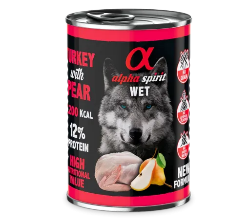 Alpha Spirit Boîte Dinde À La Poire Chien 400G