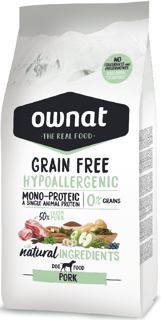 Ownat chien gf Care hypoallergénique porc