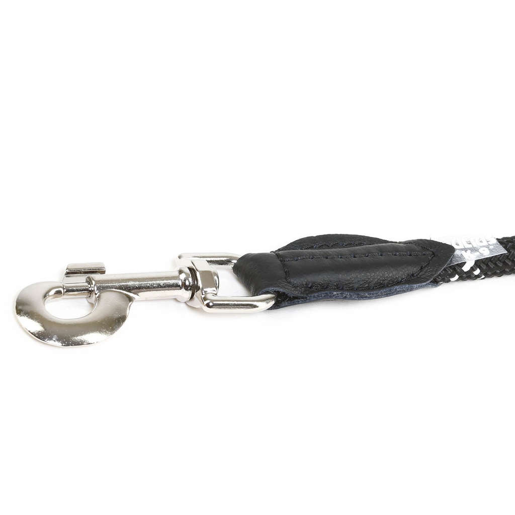 Laisse ronde courte noire et blanche rayée