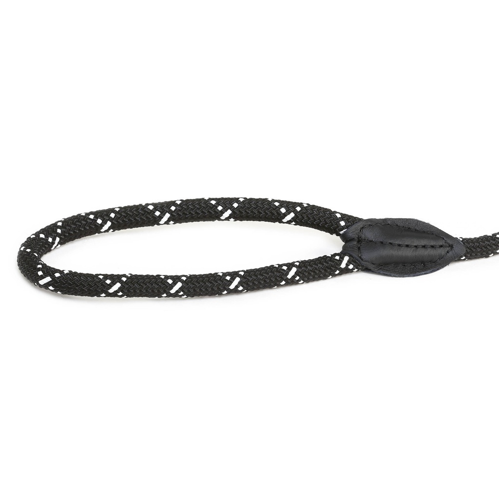 Laisse ronde courte noire et blanche rayée