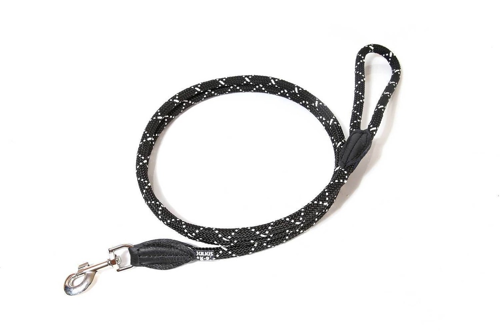 Laisse ronde courte noire et blanche rayée