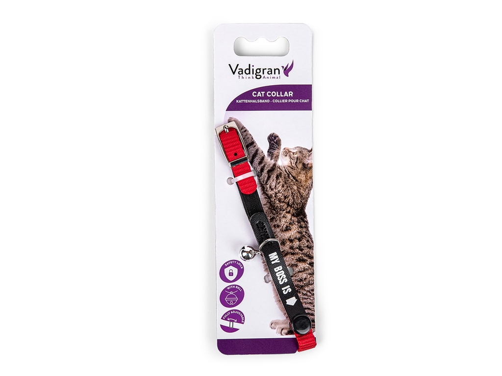 Vadigran Collier Chat My Boss+Clochette Elastiq Rouge
