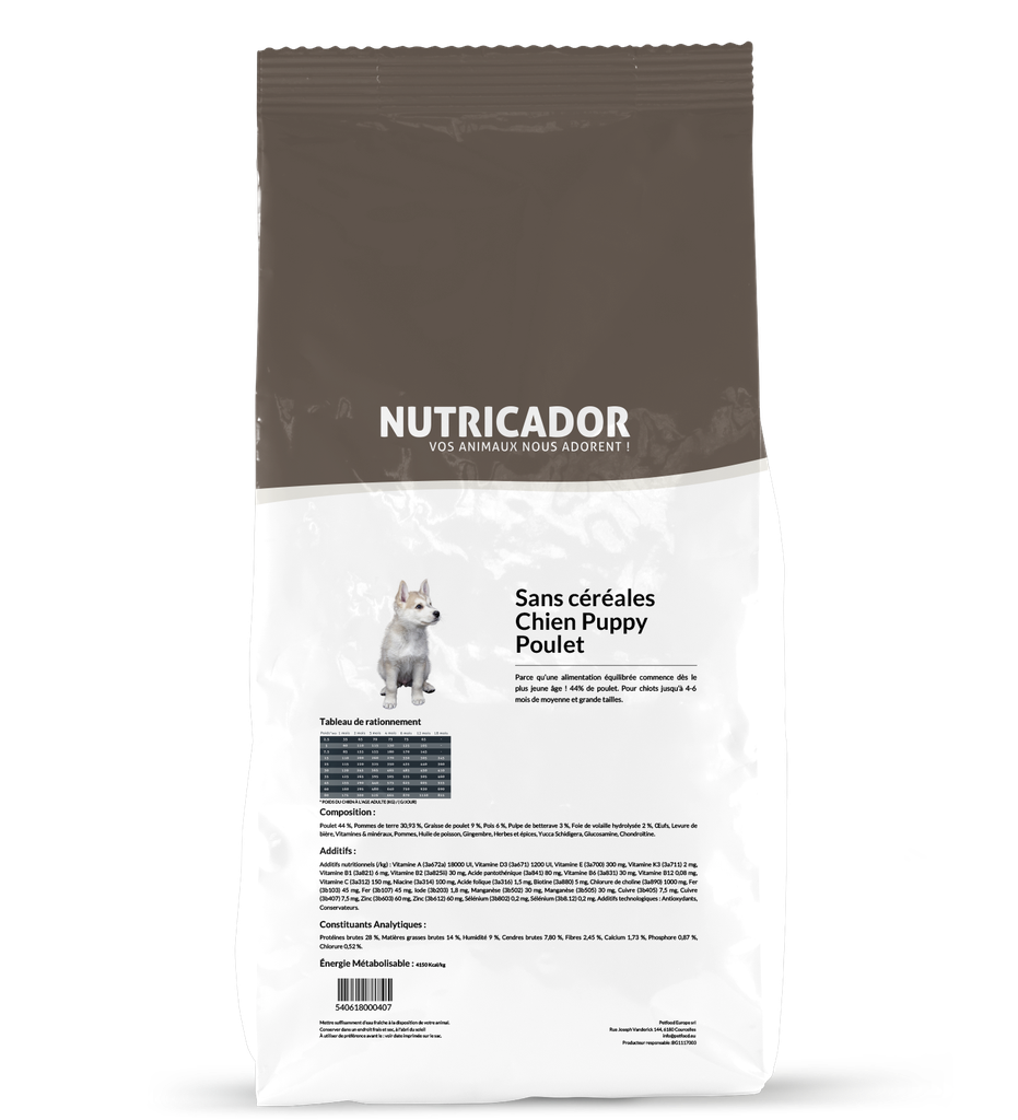 NUTRICADOR Graanvrij Hond Puppy Kip