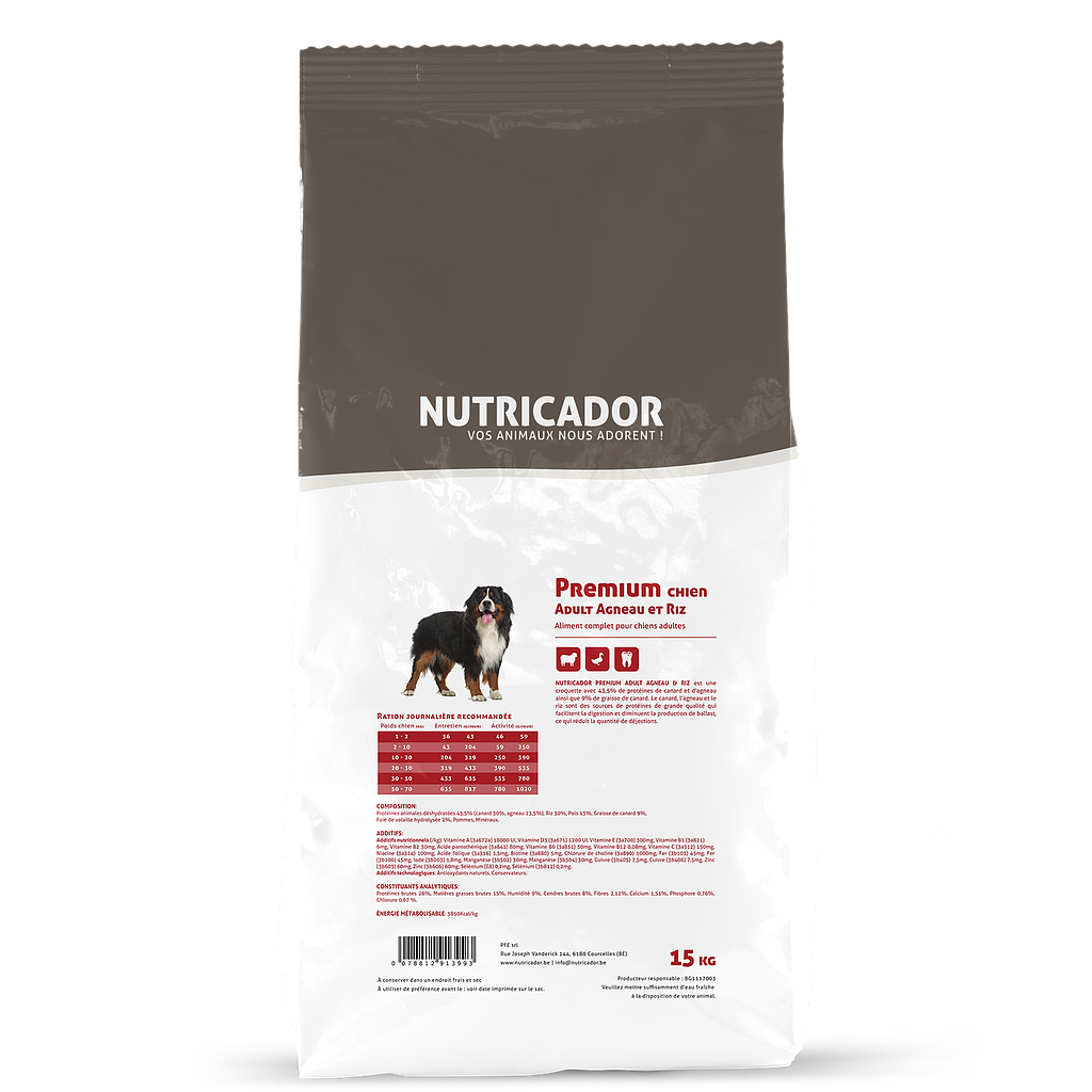 Nutricador Sans Gluten Chien Adulte Agneau Riz