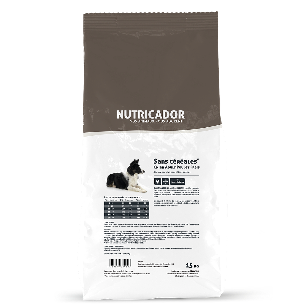 Nutricador Sans Céréales Chien Adulte Poulet Frais