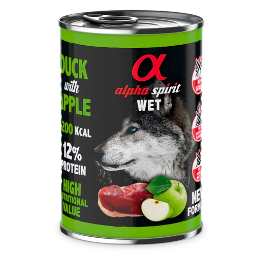 Alpha Spirit Boîte canard & kiwi pour chien 400G